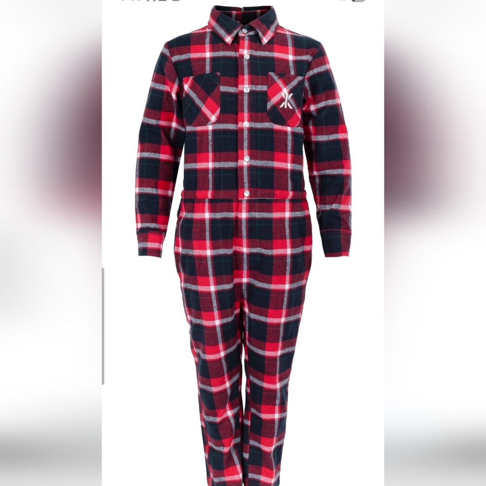 Plaid Kids Pajamas - Red and Black Onepiece